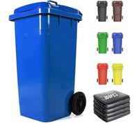 JIESOO Pattumiera commerciale 18/22/27/53 galloni pattumiera da esterno su ruote con coperchio e 100 pezzi sacchetto della spazzatura, grande pattumiera da garage per patii, cucina ed esterni (blu