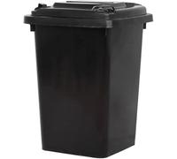 JIESOO Pattumiera da esterno con coperchio Pattumiera commerciale in plastica di grande capacità, cestino cilindrico lungo per l'organizzazione esterna, 4 colori Pattumiera per esterni (nero, 50L)