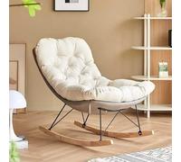 JIESOO Poltrona Dondolo Reclinabile Imbottita Sedia Dondolo Moderna con Schienale Alto Tessuto,Poltrona Imbottita Con Base Legno for Soggiorno Camera Letto(Grey)