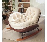 JIESOO Poltrona Reclinabile Imbottita Sedia Dondolo Moderna con Accento Sullo Schienale Alto Poltrona Letto Singola Moderna Tempo Libero for Patio, Cortile, Balcone, Portico(Suede Fabric)