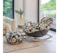 JIESOO Sedia a dondolo con Pouf Sedia Lettura Confortevole Sedia reclinabile Oversize Sedie Supplemento Imbottite per Soggiorno Camera Da Letto(H3)