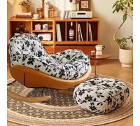 JIESOO Sedia a dondolo con Pouf Sedia Lettura Confortevole Sedia reclinabile Oversize Sedie Supplemento Imbottite per Soggiorno Camera Da Letto(H6)