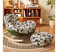 JIESOO Sedia a dondolo con Pouf Sedia Lettura Confortevole Sedia reclinabile Oversize Sedie Supplemento Imbottite per Soggiorno Camera Da Letto(H5)
