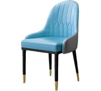 JIESOO Sedia da cucina moderna in pelle PU,Cucina Soggiorno Sedie da pranzo Sedia per il tempo libero medievale, Tavolino laterale gamba in metallo (Blue Bleu)