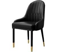 JIESOO Sedia da cucina moderna in pelle PU,Cucina Soggiorno Sedie da pranzo Sedia per il tempo libero medievale, Tavolino laterale gamba in metallo (Black Noir)