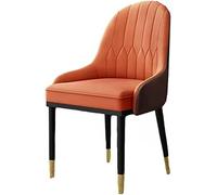 JIESOO Sedia da cucina moderna in pelle PU per cucina soggiorno sedie da pranzo sedia medievale per il tempo libero, sedia laterale laterale gambe in metallo (arancione arancione)