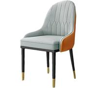 JIESOO Sedia da cucina moderna in pelle PU per cucina soggiorno sedie da pranzo sedia medievale per il tempo libero, sedia laterale tavolino gambe in metallo (azzurro)