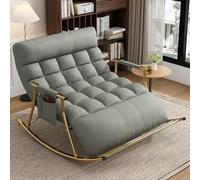 JIESOO Sedia Dondolo Camera Doppia Poltrona Reclinabile Dondolo Soggiorno All'aperto Poltrona Lounge Moderna Balcone Sedie Gravità Zero Con Braccioli Con Tasche Laterali, Sedia Dondolo Relax(Darkgrey,