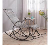 JIESOO Sedia Dondolo Rattan Tempo Libero All'aperto,Sedile Reclinabile Con Schienale Alto Legno Massello, Design Due Ruote, Forte Capacità Carico,For Portico, Patio, Giardino, Cortile, Interni (Color