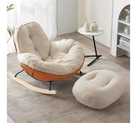 JIESOO Sedia Dondolo Salotto con Cuscino E Poggiapiedi Morbido Imbottito Oversize Spesso Confortevole For Patio Interno Ed Esterno Veranda Giardino Camera Da Letto(Orange)