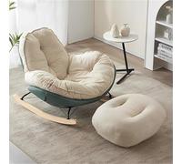 JIESOO Sedia Dondolo Salotto con Cuscino E Poggiapiedi Morbido Imbottito Oversize Spesso Confortevole For Patio Interno Ed Esterno Veranda Giardino Camera Da Letto(Green)