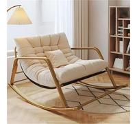 JIESOO Sedia Dondolo Soggiorno con Cuscino Morbido, Sedia Dondolo Comoda E Traspirante For Camera Da Letto, Moderna Sedia Giardino Esterni, Sedie Gravità Zero Con Braccioli,Sedie Ergonomiche(Off-white