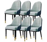 JIESOO Sedie da Pranzo Imbottite Moderne Set di 6 Sedie Cucina Soggiorno con Sedile Imbottito Morbida Pelle PU E Gambe Metallo(Matcha)