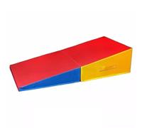 JIESOO Tappetino Ginnastica Pieghevole Inclinato Formaggio Cuneo Antiscivolo Tappetini Yoga Rotolanti Con Trasporto, Maniglia Palestra Casa For Esercizi Allenamento(Red blue yellow,120x60x35cm)