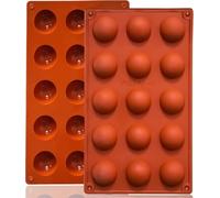 Jieunxx piccolo stampo in silicone a forma di emisfero a 15 cavità non appiccicoso, 2 confezioni di stampo da forno in silicone a forma di emisfero per fare gelatina, cioccolato e torta