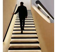 Jievmrs Kit Ringhiera per Scale da 91 122 183 211 610 cm per Interni, Corrimano per Scale Rotondo con Luce a LED con Sensore di Movimento, Corrimano per Scale(Left,9ft/274cm)