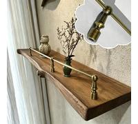 Jievmrs Ringhiera Ribaltabile in Ottone Anticato per Mensole, Ringhiera Decorativa per Mensole con 3 Fusi, Parapetto Versatile per Gallerie e Mensole in Legno Sospese(44in/112cm)