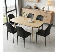 JIEXI Set di tavolo da pranzo moderno per 6 persone, superficie resistente e 6 sedie a forma di U, mobili da cucina e sala da pranzo, ideale per piccoli spazi (1 tavolo + 6 sedie)