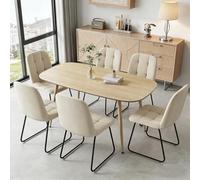 JIEXI Set di tavolo da pranzo moderno per 6 persone, superficie resistente e 6 sedie a forma di U, mobili da cucina e sala da pranzo, ideale per piccoli spazi (1 tavolo + 6 sedie)