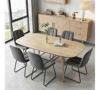 JIEXI Set di tavolo da pranzo moderno per 6 persone, superficie resistente e 6 sedie a forma di U, mobili da cucina e sala da pranzo, ideale per piccoli spazi (1 tavolo + 6 sedie)