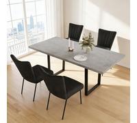 JIEXI Set di tavolo e sedie allungabili [set da 5 pezzi], con piano in MDF e 4 sedie in velluto nero, 130-170 cm, gambe in metallo, adatto per cucine e sale da pranzo