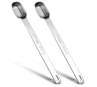 JIEYAO 2 cucchiai dosatori in acciaio inox, 2,5 ml, cucchiaino da tè da 1/2 cucchiaino, misurino rettangolare singolo, manico lungo, piccolo misurino da caffè, cucchiaino da spezie, cucchiaio da