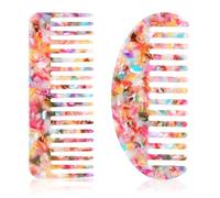 JIEYAO 2 pettini per capelli di colore, antistatici, con denti grandi, 2 forme, pettine largo, spazzola per capelli a denti grossi, pettini infrangibili, per ricci e capelli lunghi