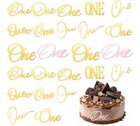 JIEYAO 24 pezzi One Cake Topper per il 1° compleanno, decorazione per torta di compleanno, per ragazza, ragazzo, decorazione dorata, acrilico, decorazione per torte per baby shower, 1 anno di