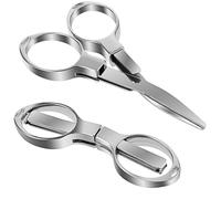 JIEYAO 2pz Forbici Pieghevoli, Mini Forbici Pieghevoli Portatili Forbici Artigianali Telescopiche in Acciaio Inossidabile con Foro Portachiavi Forbici da Viaggio per Adulti Bambini Taglio (argento)