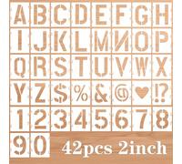 JIEYAO 42 stencil a forma di lettere dell'alfabeto, 5 cm, stencil in plastica riutilizzabili per pittura, lettere, numeri e simboli, stencil per artigianato artistico, set di modelli da disegno