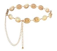 JIEYAO Cintura concho in metallo occidentale, cinture a catena da cowgirl per donne cinture per abiti da concerto country Hollow Out Daisy Boho catena in vita, Oro, taglia unica