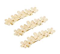 JIEYAO Fermagli per capelli con opale a fiore, 3 pezzi, 2,64 pollici, oro scintillante, per matrimonio, francese, vintage, in metallo, automatico, per primavera, accessori decorativi per donne