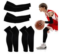 JIEYAO Set di scaldamuscoli sportivi per adolescenti e manicotti per le gambe, protezioni per le braccia con protezione solare anti-UV e manicotti per le gambe a compressione lunga, manicotto unisex p