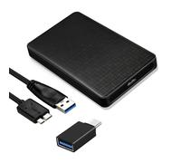 JIEYUCHU Case SSD 2.5", USB 3.0 to SATA I II III con Adattatore USB C OTG, Case Hard Disk 2.5 per 7mm/9.5mm SATA SSD HDD, Tool Free, Supporto UASP(Nero?