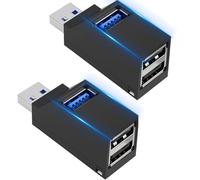 JIEYUCHU Hub USB 3.0 con 3 Porte (2 USB 2.0 + USB 3.0), 2 Pack USB 3.0 Splitter, Hub USB mini Adattatore Compatibile con PC Laptop Stampante Tastiera Mouse Cuffie