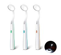 JIEYUCHU Specchio Dentale, 3PCS LED Specchio Dentale Luce Antiappannamento, Specchietto Dentista per Bocca per Famiglia Cura Orale Della Bocca (Blu Arancione Verde)