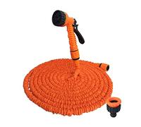 JIEYUZYUO Kit Tubo Flessibile Espandibile da 25 a 200 Piedi, Bobina Magica in Pvc con 7 Modalità Di Spruzzo, per Irrigazida Giardino e Fattoria, Autolavaggio/B-Orange/200Ft-60M E*Tended