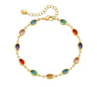 JIEZM Bracciale a Maglie vuote con zirconi Colorati, Bracciale a Maglie a Catena con Pietre Portafortuna per Sempre collegati (Style 3)
