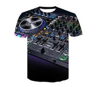 JIFENLI T-Shirt 3D da Uomo Maglietta da Dj alla Moda per Uomo, Stampata A Maniche Corte, Motivo Nightclub Music Series Party Rock, Scollo Tondo, Manica Corta