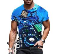 JIFENLI T-Shirt 3D da Uomo Maglietta da Dj alla Moda per Uomo, Stampata A Maniche Corte, Motivo Nightclub Music Series Party Rock, Scollo Tondo, Manica Corta