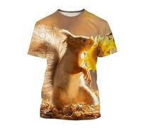 JIFENLI T-Shirts 3D da Uomo Maglietta Animale Carino Scoiattolo Stampa 3D O Collo T-Shirt Estate Uomo Donna Manica Corta T Shirt Oversize Harajuku Tees Top