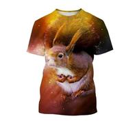 JIFENLI T-Shirts 3D da Uomo Maglietta Animale Carino Scoiattolo Stampa 3D O Collo T-Shirt Estate Uomo Donna Manica Corta T Shirt Oversize Harajuku Tees Top
