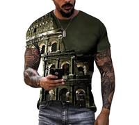 JIFENLI T-Shirts 3D da Uomo Maglietta Estate Esclusivo Design Romano Colosseo Grafico T Shirt Uomo Moda Casual Stampato Civiltà Sito Modello Manica Corta