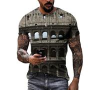 JIFENLI T-Shirts 3D da Uomo Maglietta Estate Esclusivo Design Romano Colosseo Grafico T Shirt Uomo Moda Casual Stampato Civiltà Sito Modello Manica Corta