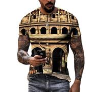 JIFENLI T-Shirts 3D da Uomo Maglietta Estate Esclusivo Design Romano Colosseo Grafico T Shirt Uomo Moda Casual Stampato Civiltà Sito Modello Manica Corta