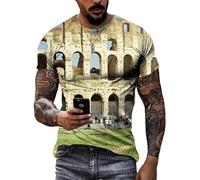 JIFENLI T-Shirts 3D da Uomo Maglietta Estate Esclusivo Design Romano Colosseo Grafico T Shirt Uomo Moda Casual Stampato Civiltà Sito Modello Manica Corta