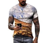 JIFENLI T-Shirts 3D da Uomo Maglietta Estate Esclusivo Design Romano Colosseo Grafico T Shirt Uomo Moda Casual Stampato Civiltà Sito Modello Manica Corta