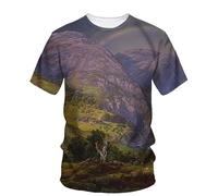 JIFENLI T-Shirts 3D da Uomo Maglietta Estate Paesaggio Pittura A Olio Arte Grafica T Shirt Moda Letteraria Gioventù Casual Tees Uomini Stampato O-Collo Top