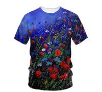 JIFENLI T-Shirts 3D da Uomo Maglietta Estate Paesaggio Pittura A Olio Arte Grafica T Shirt Moda Letteraria Gioventù Casual Tees Uomini Stampato O-Collo Top