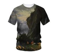 JIFENLI T-Shirts 3D da Uomo Maglietta Estate Paesaggio Pittura A Olio Arte Grafica T Shirt Moda Letteraria Gioventù Casual Tees Uomini Stampato O-Collo Top